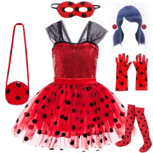 Girls Ladybug Cosplay Costume Outfit